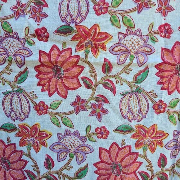 Indian Hand Stamped Red Green Pink White Wrap Scarf - Picture 4 of 7